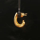 24k Pure Yellow Gold and Diamond 7.4g Solid Brushed Textured Huggie Earrings