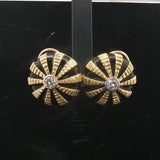 18k Yellow Gold Black Enamel and 0.60cttw Diamond Heavy Button Stud Earrings