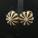 18k Yellow Gold Black Enamel and 0.60cttw Diamond Heavy Button Stud Earrings