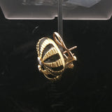 18k Yellow Gold Black Enamel and 0.60cttw Diamond Heavy Button Stud Earrings