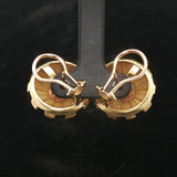 18k Yellow Gold Black Enamel and 0.60cttw Diamond Heavy Button Stud Earrings