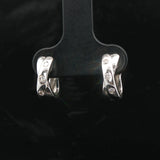 18k White Gold and Diamond Small Sold Crossover Huggie Earrings 0.50"