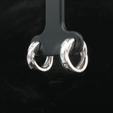 18k White Gold and Diamond Small Sold Crossover Huggie Earrings 0.50"