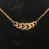 18k Yellow Gold and Diamond Figaro Chain and Curb Link Pendant Necklace 16"