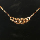 18k Yellow Gold and Diamond Figaro Chain and Curb Link Pendant Necklace 16"