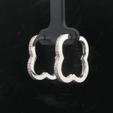 14k White Gold and 0.50cttw Diamond Contour Shape Hoop Earrings 0.75"