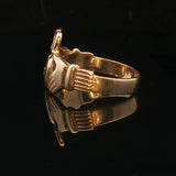 14k Yellow Gold and 0.07ct Diamond Solid Claddagh Ring Size 10