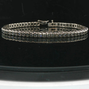 14k White Gold and 3cttw Diamond Half Bezel Set Heavy Vintage Tennis Bracelet 7"