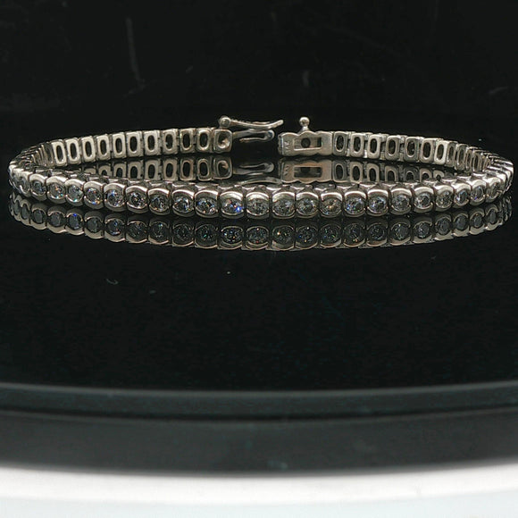 14k White Gold and 3cttw Diamond Half Bezel Set Heavy Vintage Tennis Bracelet 7