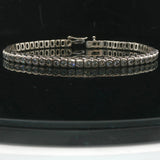 14k White Gold and 3cttw Diamond Half Bezel Set Heavy Vintage Tennis Bracelet 7"