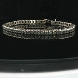 14k White Gold and 3cttw Diamond Half Bezel Set Heavy Vintage Tennis Bracelet 7"