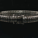 14k White Gold and 3cttw Diamond Half Bezel Set Heavy Vintage Tennis Bracelet 7"