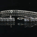 14k White Gold and 3cttw Diamond Half Bezel Set Heavy Vintage Tennis Bracelet 7"