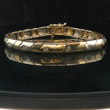 14k Yellow and White Gold 1cttw Diamond Scalloped Bar Link Bracelet 6.75"