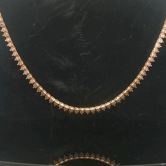 14k Yellow Gold and 8cttw Diamond 27g Tennis Necklace 18.5