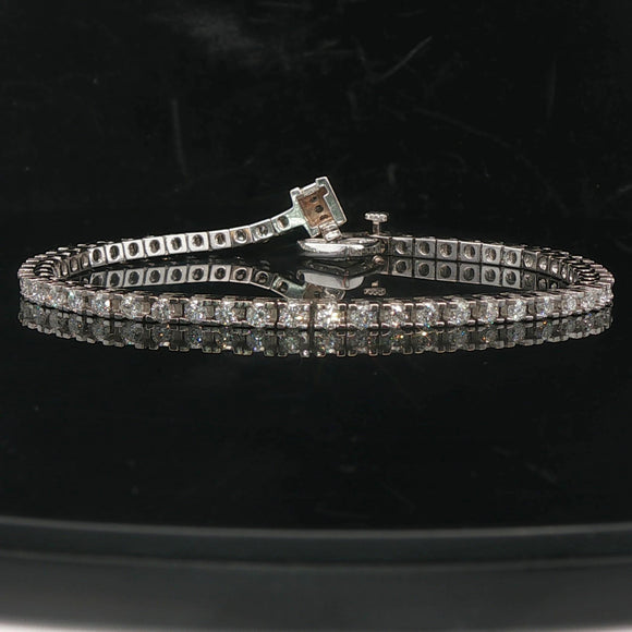 14k White Gold and 3cttw Diamond Heart Charm Tennis Bracelet 7