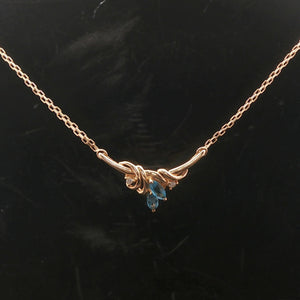 14k Yellow Gold Topaz and Diamond Ladies Pendant Necklace 17"