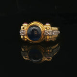 18k Yellow Gold 13g Cabochon Sapphire Ruby and Diamond Vintage Ring Size 6