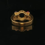 18k Yellow Gold 13g Cabochon Sapphire Ruby and Diamond Vintage Ring Size 6