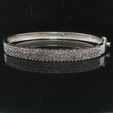 14k White Gold and 2cttw Diamond Solid 17.7g Bangle Bracelet 6.75"