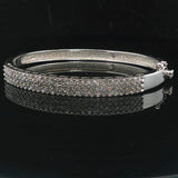 14k White Gold and 2cttw Diamond Solid 17.7g Bangle Bracelet 6.75"