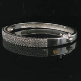 14k White Gold and 2cttw Diamond Solid 17.7g Bangle Bracelet 6.75"