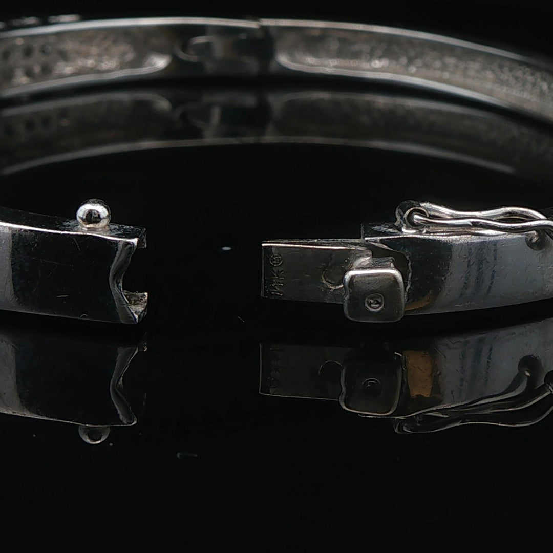 14k White Gold and 2cttw Diamond Solid 17.7g Bangle Bracelet 6.75"