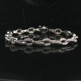14k White Gold and 2cttw Diamond Encrusted Fancy Link Ladies Bracelet 7"