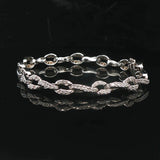 14k White Gold and 2cttw Diamond Encrusted Fancy Link Ladies Bracelet 7"