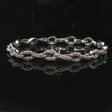 14k White Gold and 2cttw Diamond Encrusted Fancy Link Ladies Bracelet 7"