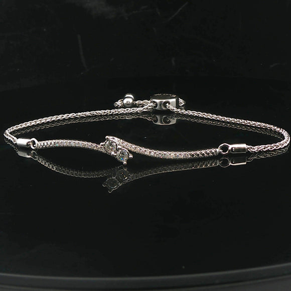 14k White Gold and 0.62cttw Diamond Ever Us Slide Bracelet