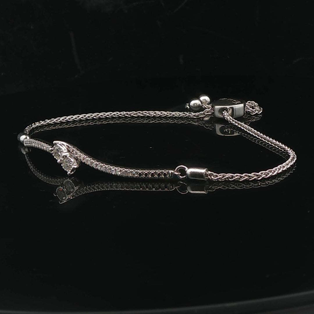 14k White Gold and 0.62cttw Diamond Ever Us Slide Bracelet