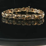 14k Yellow and White Gold 1cttw Diamond Solid 24.5g X Link Bracelet 7.25"