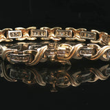 14k Yellow and White Gold 1cttw Diamond Solid 24.5g X Link Bracelet 7.25"