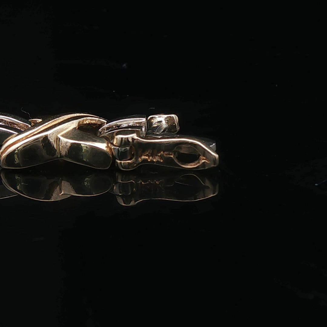 14k Yellow and White Gold 1cttw Diamond Solid 24.5g X Link Bracelet 7.25"