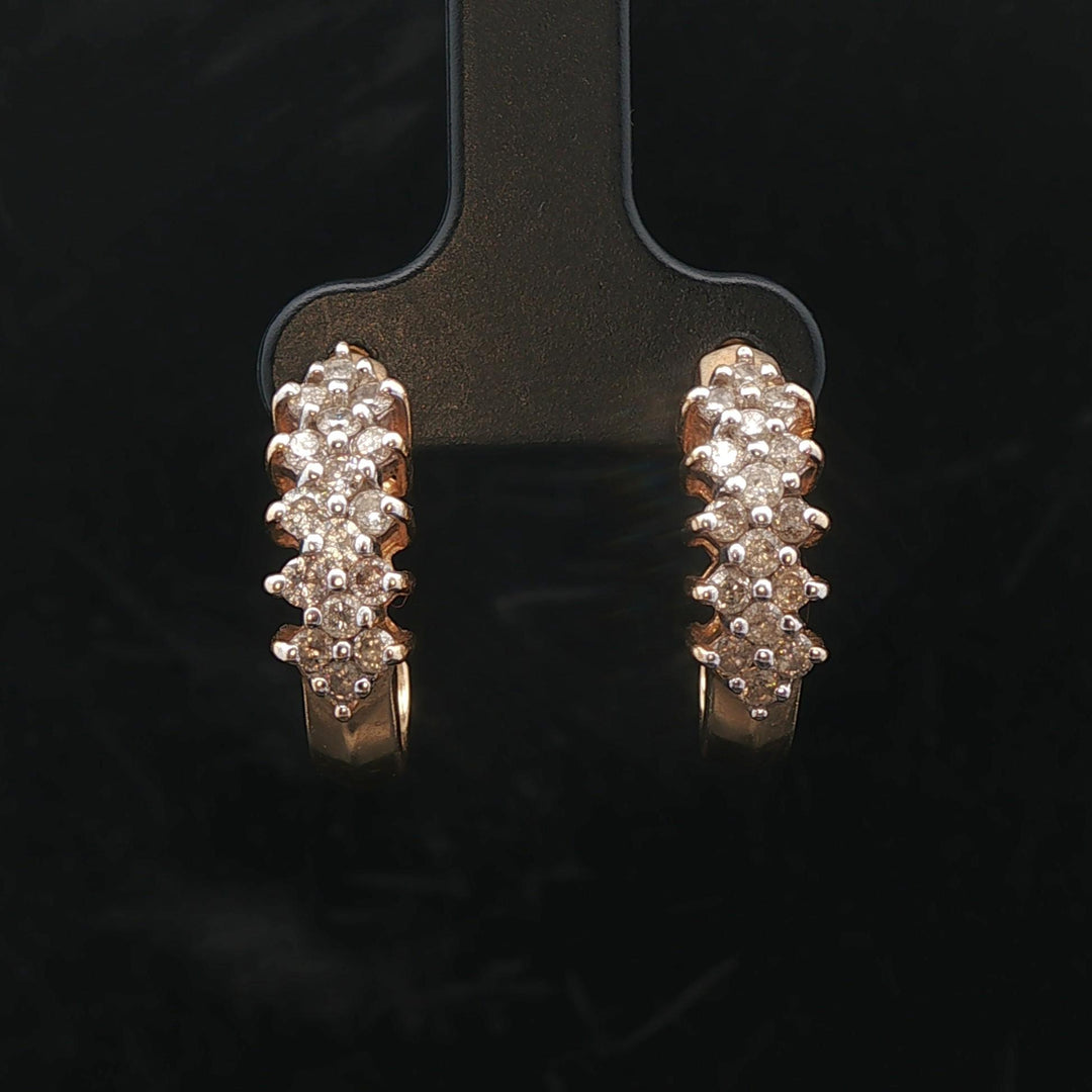 14k Yellow Gold and 0.50cttw Diamond Vintage Half Hoop Earrings