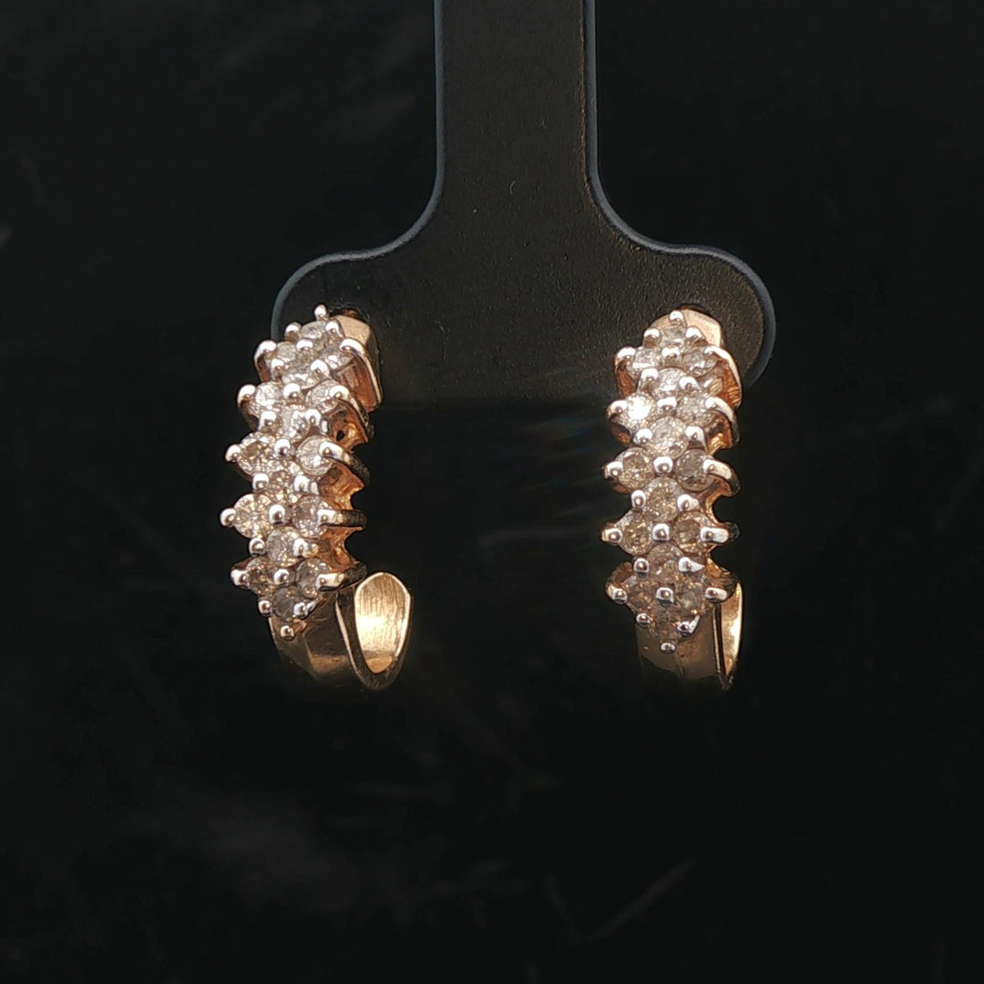 14k Yellow Gold and 0.50cttw Diamond Vintage Half Hoop Earrings