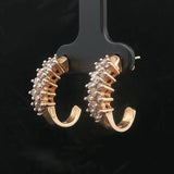 14k Yellow Gold and 0.50cttw Diamond Vintage Half Hoop Earrings