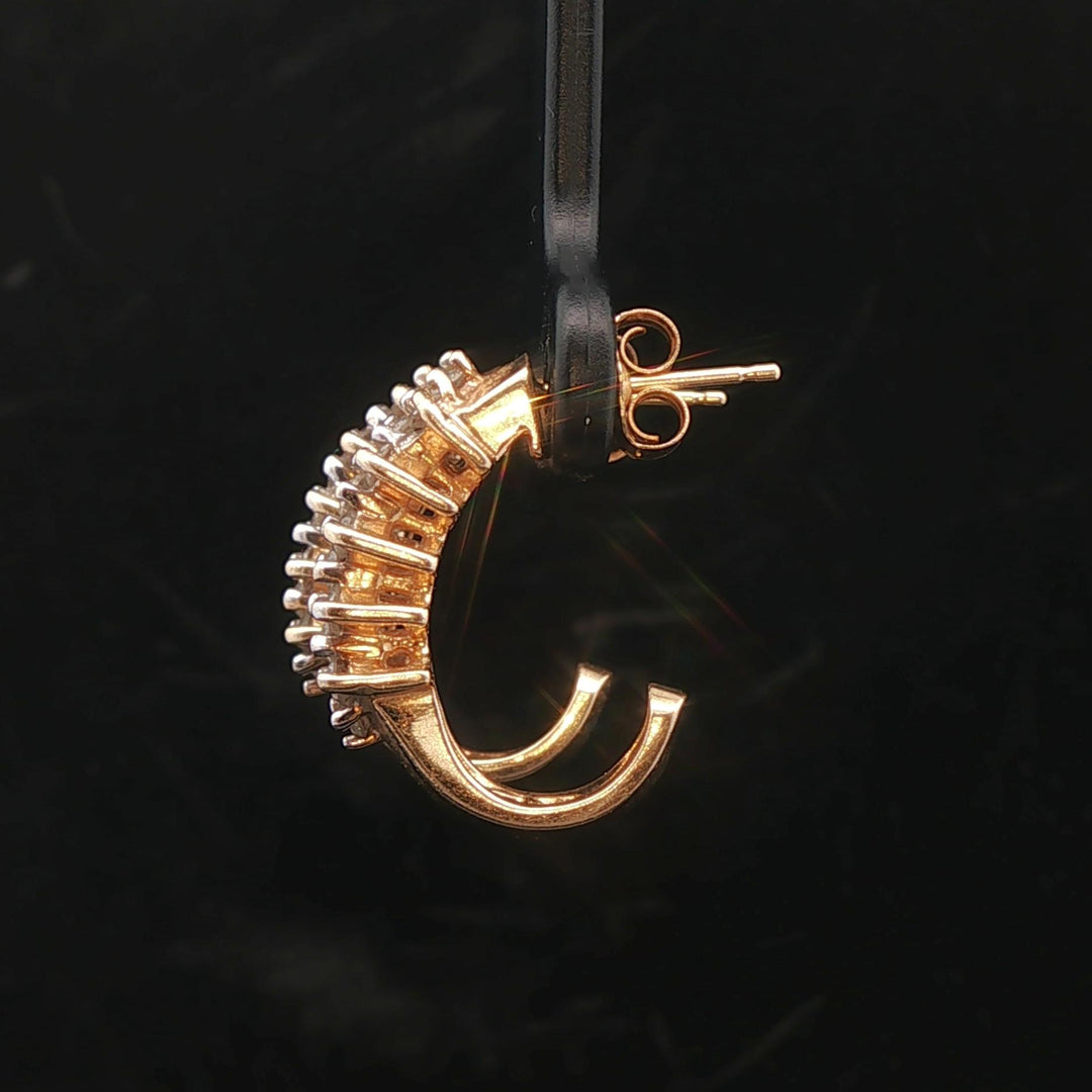 14k Yellow Gold and 0.50cttw Diamond Vintage Half Hoop Earrings