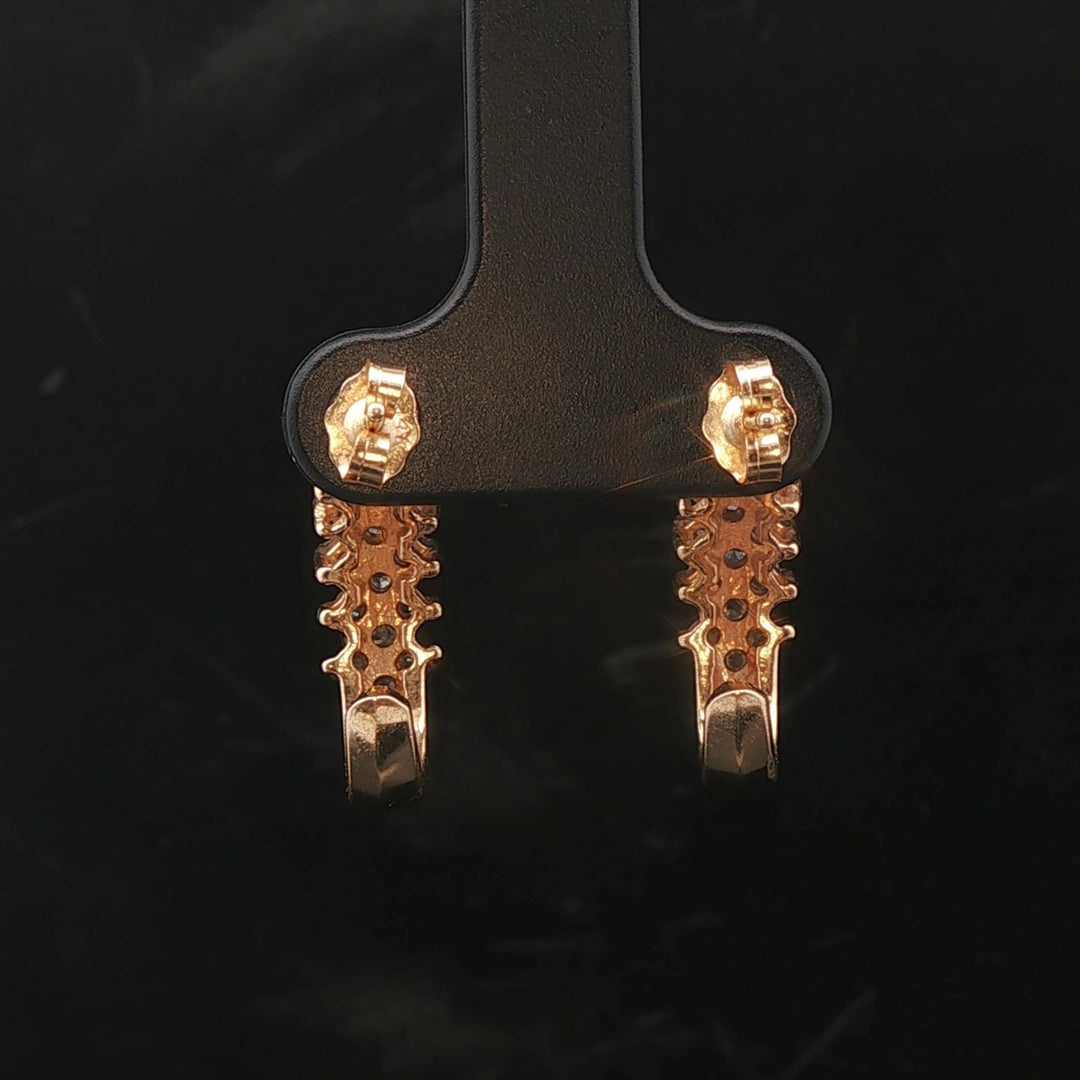 14k Yellow Gold and 0.50cttw Diamond Vintage Half Hoop Earrings