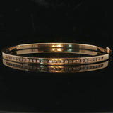 14k Yellow Gold and Diamond 13.2g Solid Bangle Bracelet 6.5"