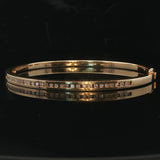 14k Yellow Gold and Diamond 13.2g Solid Bangle Bracelet 6.5"