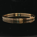 14k Yellow Gold and Diamond 13.2g Solid Bangle Bracelet 6.5"