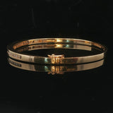 14k Yellow Gold and Diamond 13.2g Solid Bangle Bracelet 6.5"