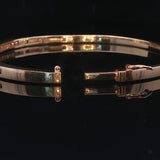 14k Yellow Gold and Diamond 13.2g Solid Bangle Bracelet 6.5"