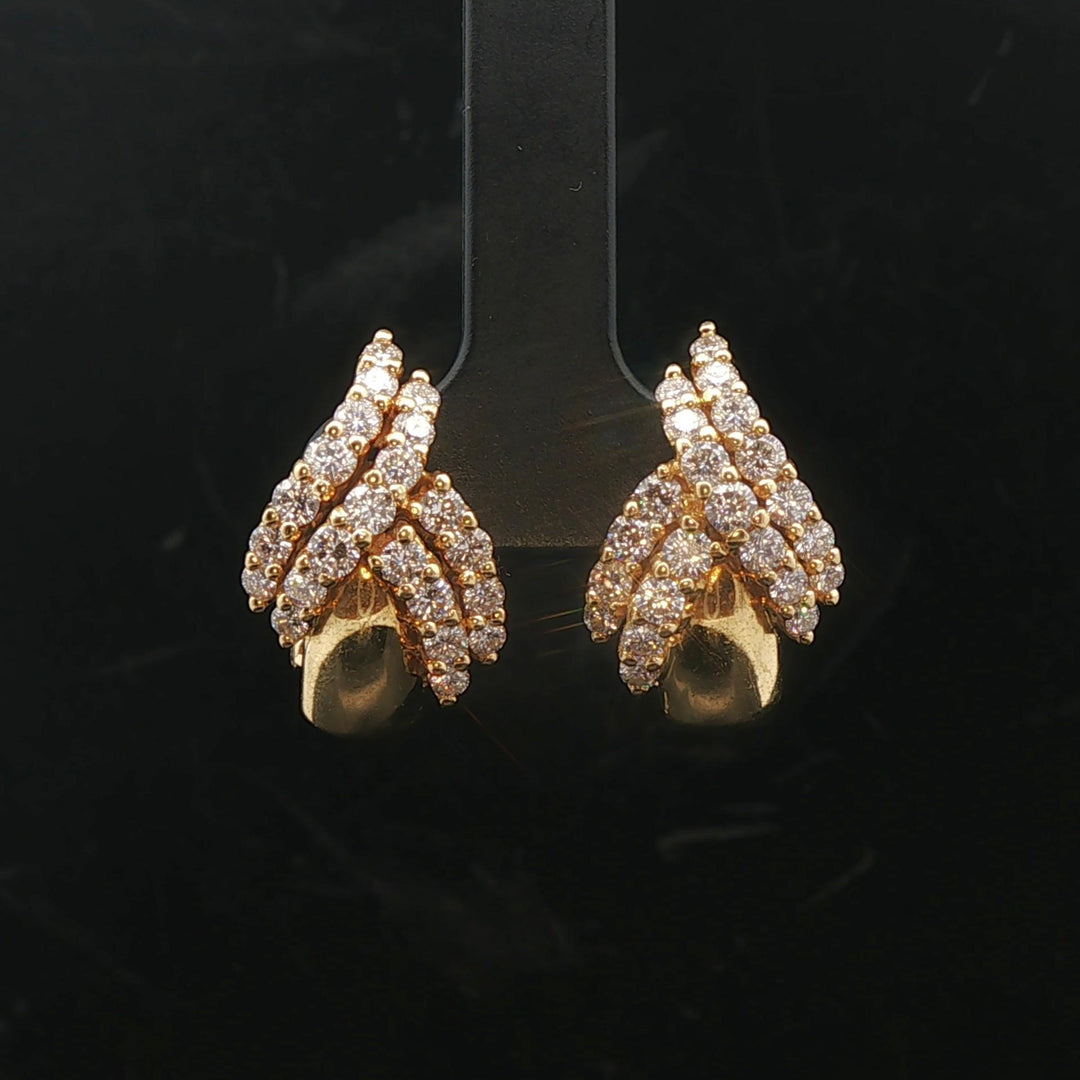 18k Yellow Gold and 2cttw Diamond 10.3g Fancy Ribbon Earrings Italy