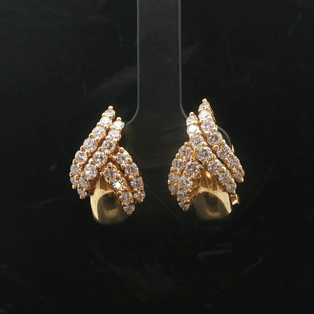 18k Yellow Gold and 2cttw Diamond 10.3g Fancy Ribbon Earrings Italy