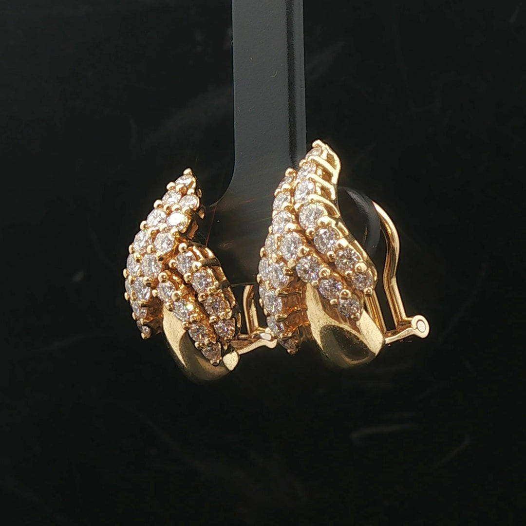 18k Yellow Gold and 2cttw Diamond 10.3g Fancy Ribbon Earrings Italy