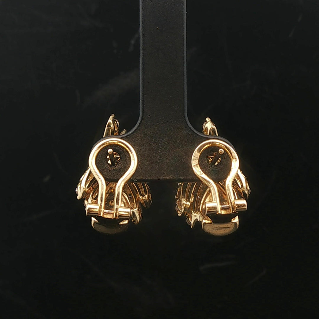 18k Yellow Gold and 2cttw Diamond 10.3g Fancy Ribbon Earrings Italy