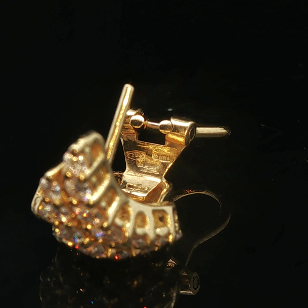 18k Yellow Gold and 2cttw Diamond 10.3g Fancy Ribbon Earrings Italy